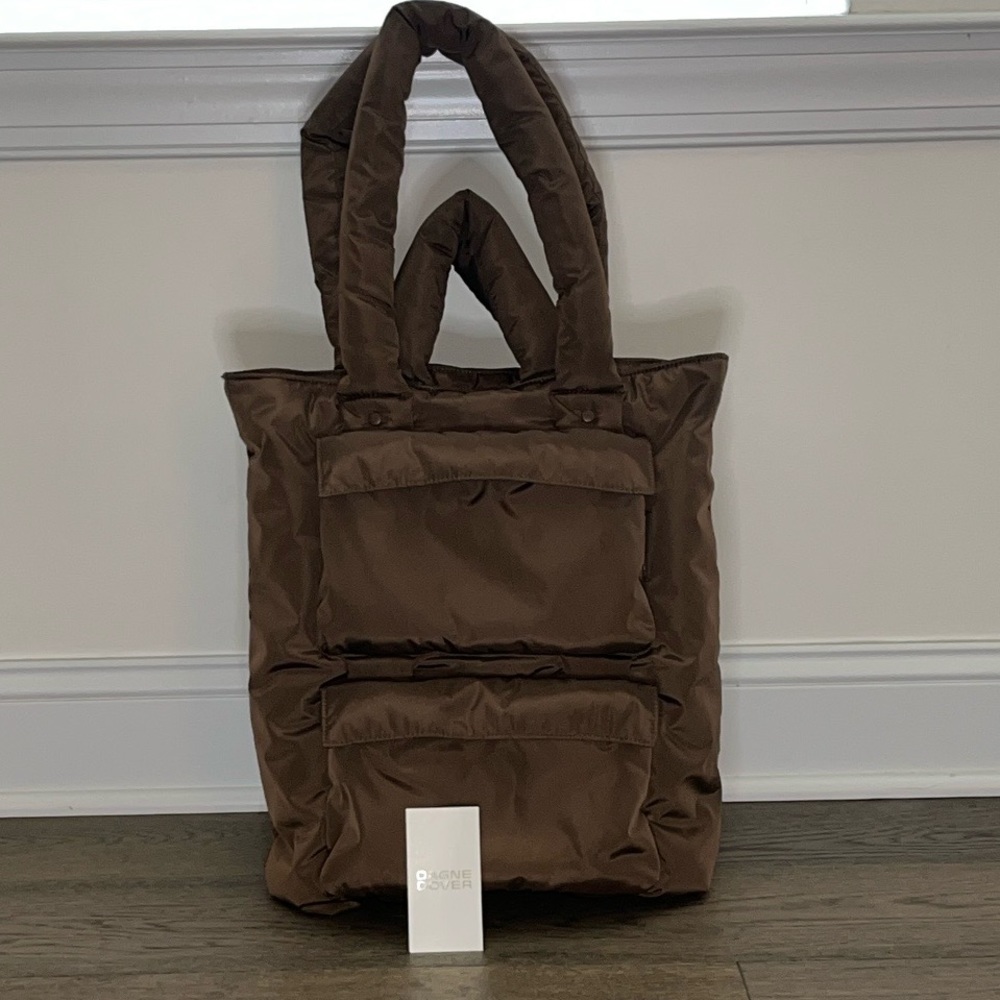 Dagne Dover Brown Puffer Tote Bag - Picture 3 of 10